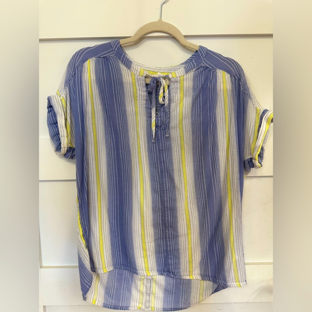Caslon Blue, White & Yellow Striped Tunic Top